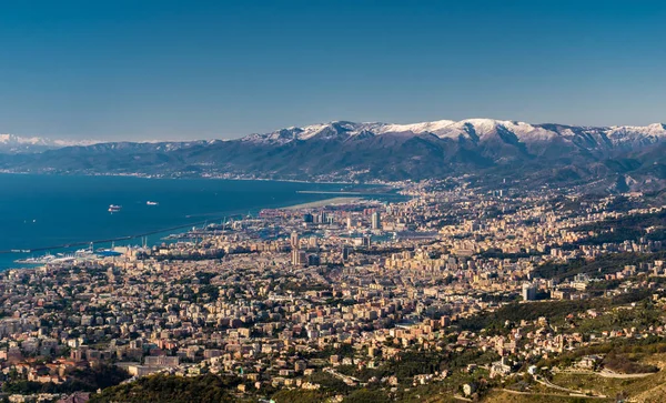 Veduta Aerea Genova Del Suo Golfo Visto Dal Monte Fasce — Foto Stock