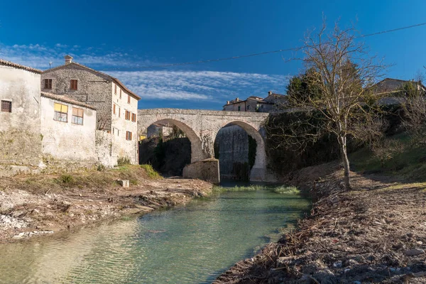 Ponte Medieval Sobre Rio Metauro Mercatello Sul Metauro Província Pesaro — Fotografia de Stock