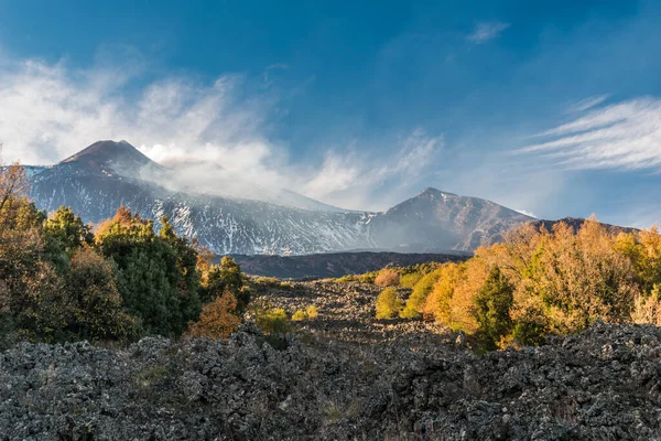 Visa Den Östra Flanken Vulkanen Etna Sicilien Bakgrunden Den Sydöstra — Stockfoto