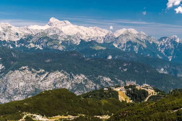 Monte Triglav Pico Más Alto Eslovenia Visto Desde Zona Turística — Foto de Stock