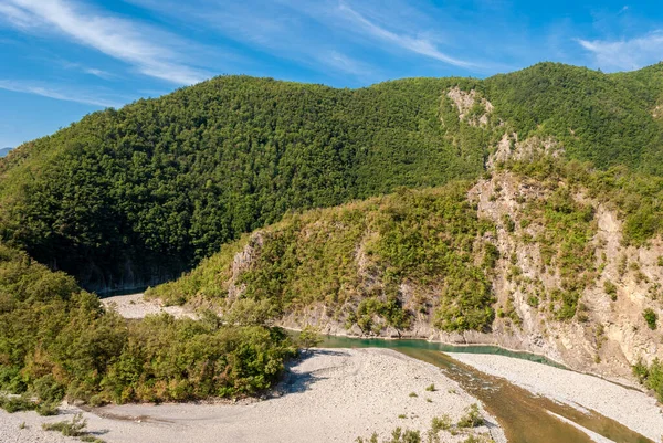Vedere Aeriană Râului Trebbia Timpul Verii Emilia Romagna Italia fotografii de stoc fără drepturi de autor