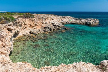 Yaz boyunca Siracusa yakınlarındaki Punta Asparano 'da (Sicilya, İtalya)