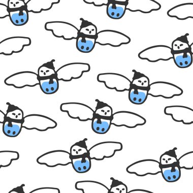 Sevimli çizgi kar baykuşu ile Seamless Modeli