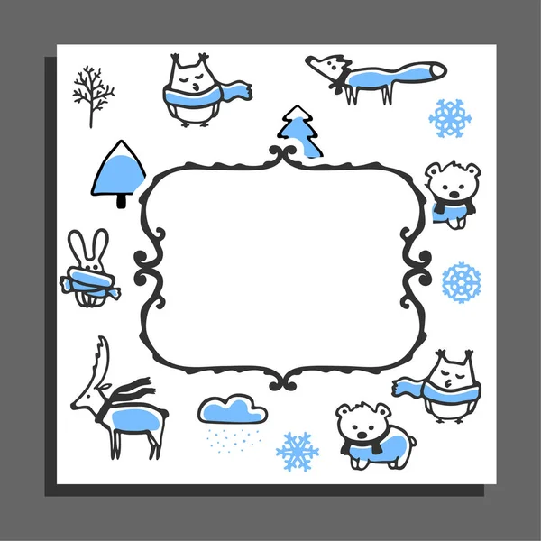 冬パターンにグリーティング カード テンプレート — ストックベクタ