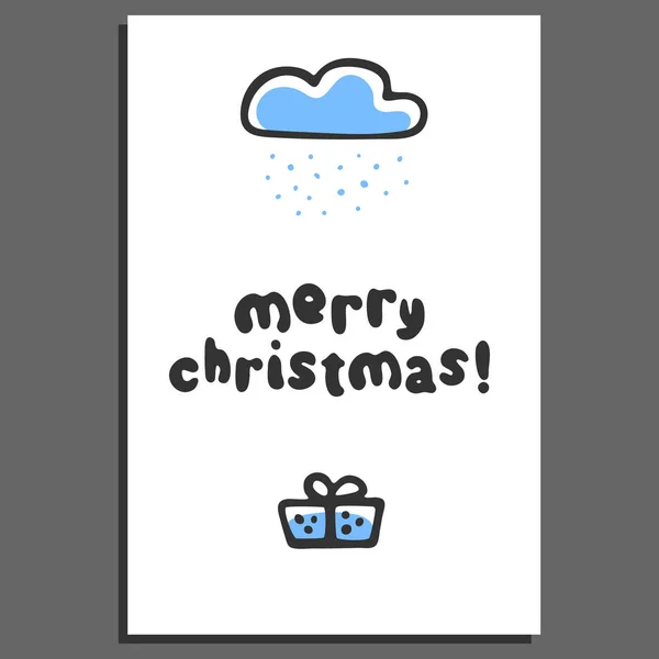 Tarjeta de felicitación de Feliz Navidad con linda nube de garabatos — Vector de stock