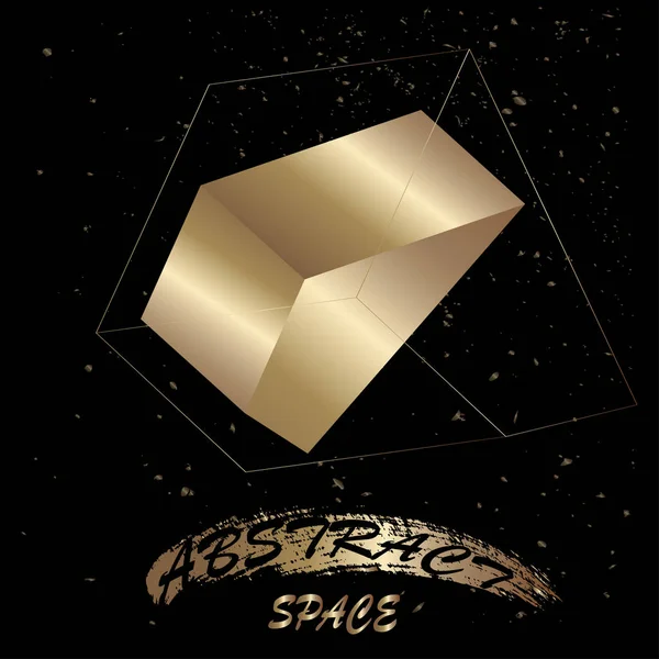 3D zlatý trojúhelník na pozadí abstraktní prostor. — Stockový vektor