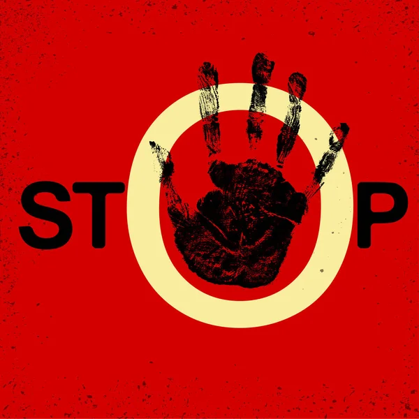 Stop mano grunge segno . — Vettoriale Stock