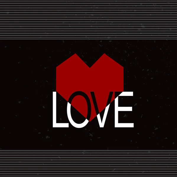 Srdce s textem: láska. — Stockový vektor