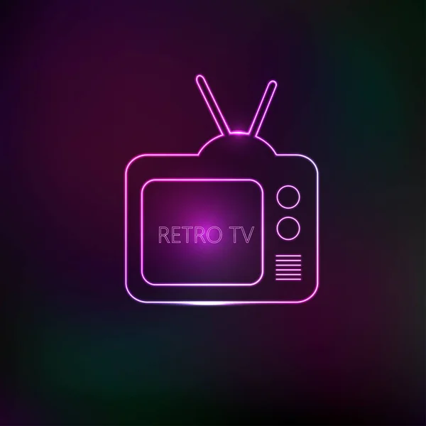 ネオン効果とレトロなテレビのロゴ. — ストックベクタ