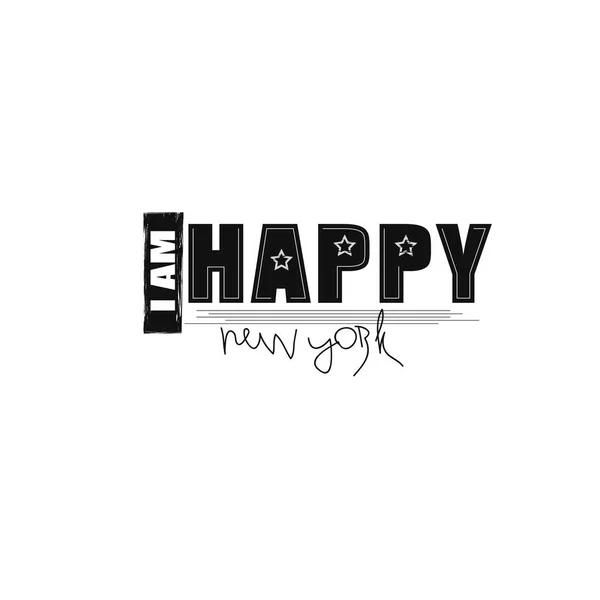 Ilustración vectorial con frase "Estoy feliz. Ciudad de Nueva York ". — Vector de stock