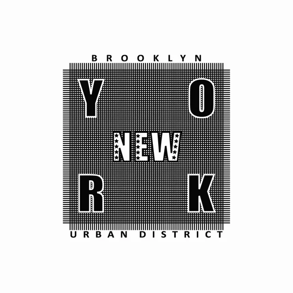 Ilustración vectorial con frase "NUEVA YORK. Brooklyn. Distr urbano — Vector de stock