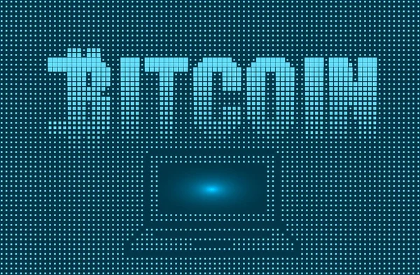 Logo de Bitcoin moneda digital sobre fondo azul — Vector de stock