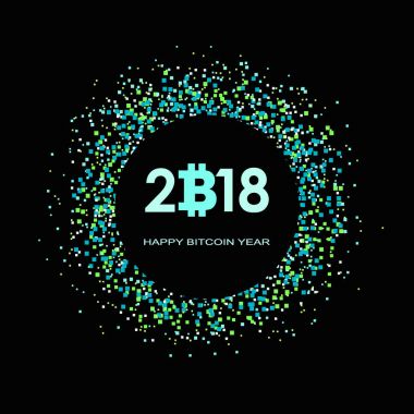 Bitcoin dijital para ifade ile siyah arka plan üzerine logo