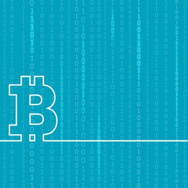 Bitcoin dijital para mavi arka plan üzerinde logo.