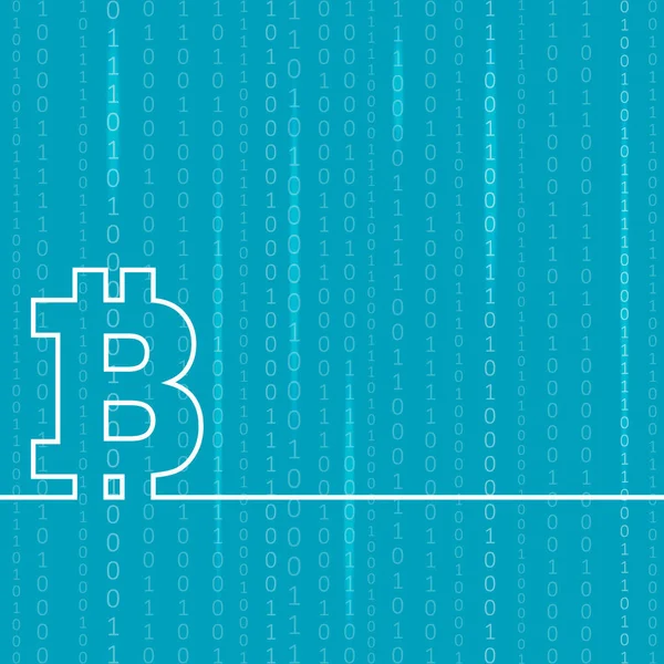 Logo de Bitcoin moneda digital sobre fondo azul . — Vector de stock