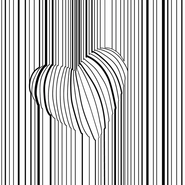 Patrón geométrico de arte pop blanco y negro con plantilla de corazón . — Vector de stock