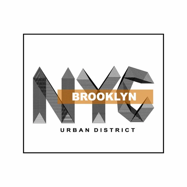 Ilustración vectorial con frase "NUEVA YORK. Brooklyn.Urban distri — Vector de stock