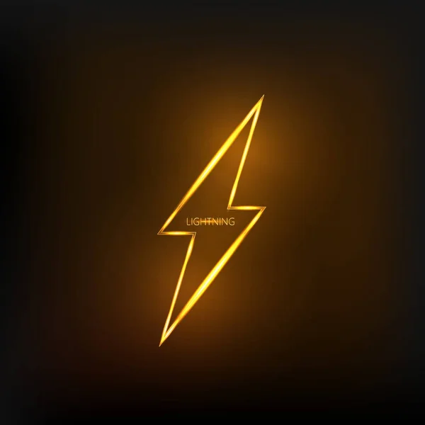 Lightning bolt sign with neon effect. Vector illustration. Royalty Free Stock Illustrations