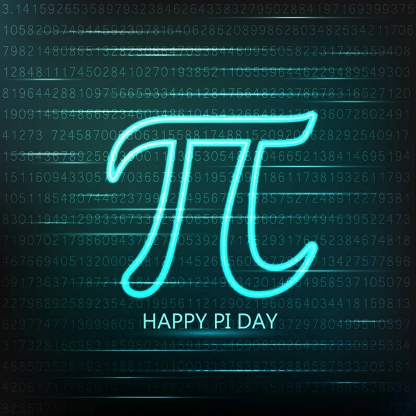 International Pi Day!  Mathematical constant number.  Neon logo. Vector Graphics