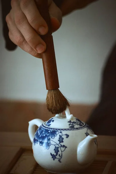 Éléments de la cérémonie du thé chinois thé kung fu — Photo