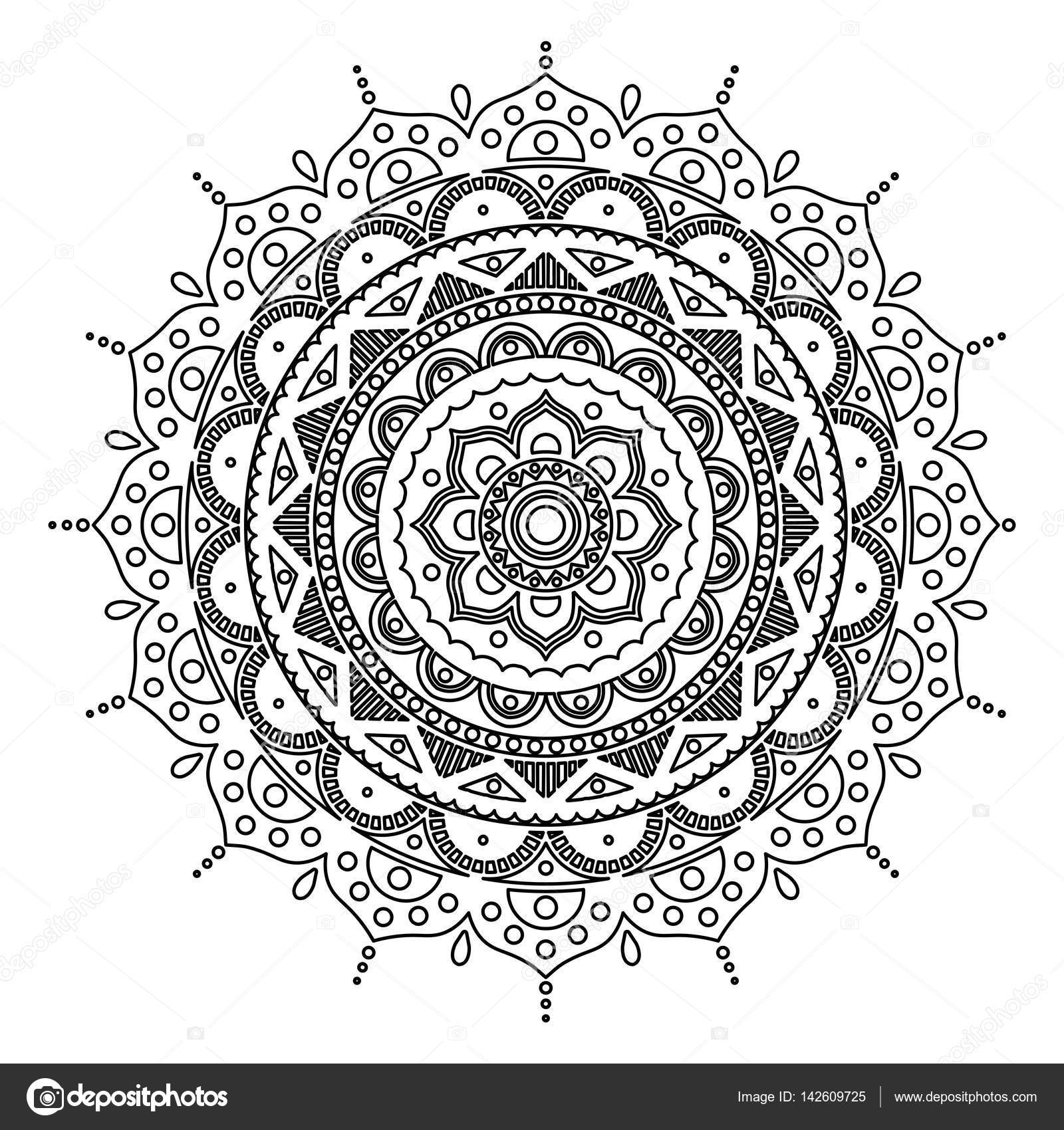 Livre de coloriage Médaillon de cure in nne Abstrait fleur islamique arabe dessin au henné symbole du yoga Illustration vectorielle — Vecteur par