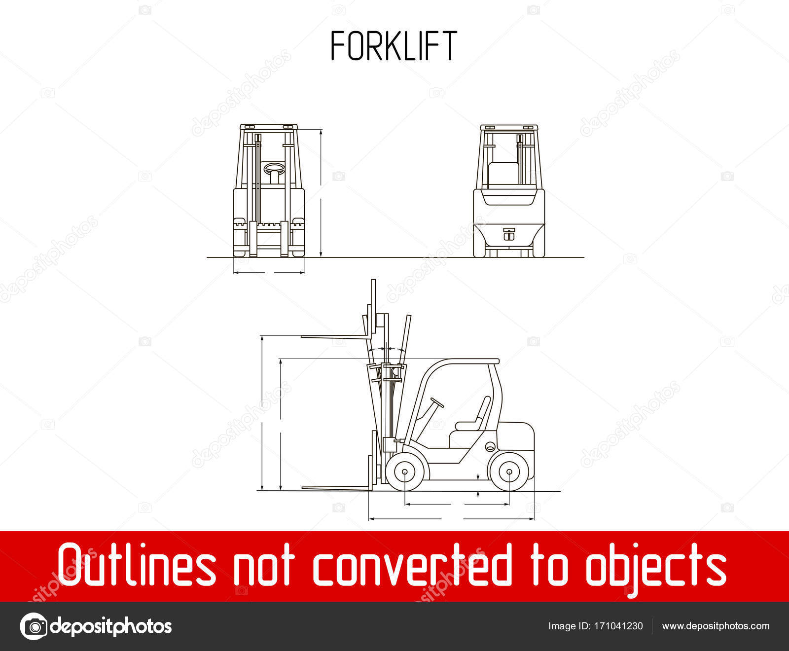 Typical Forklift Overall Dimensions Blueprint Template Illustration Stock Vector C Galimovma79 171041230