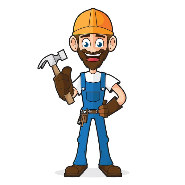 Handyman Holding Hammer — Stock Vector