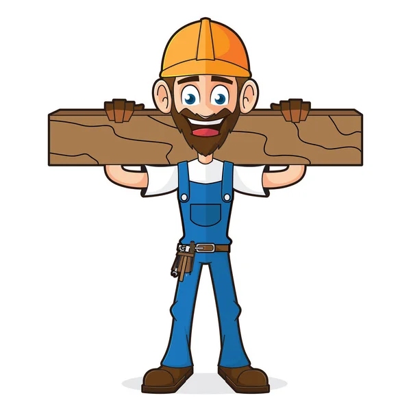 Handyman Holding Wood Plank — Vector de stoc