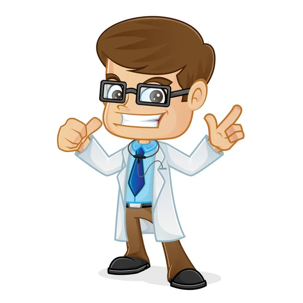 Doctor Pointing and Giving Thumb Up — Stock Vector