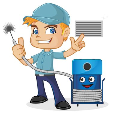 HVAC teknisyeni temizleme makinesi holding