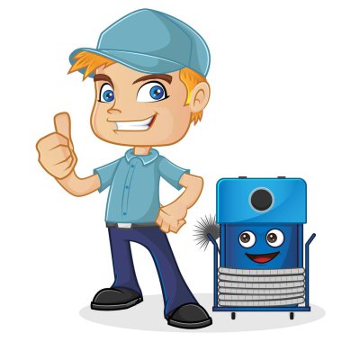 HVAC teknisyeni başparmak giving yukarıya