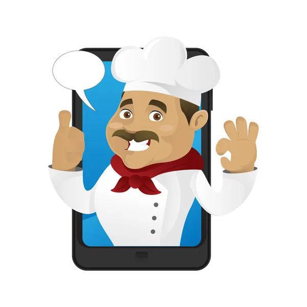 Chef di dalam telepon - Stok Vektor