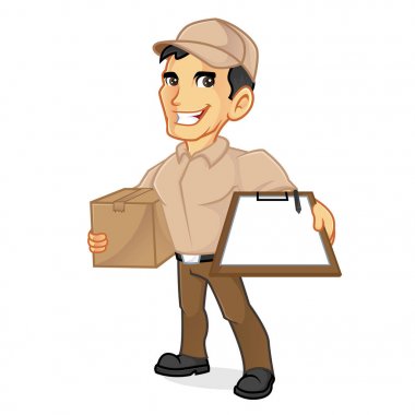 Paket ve Pano tutan teslimatçı