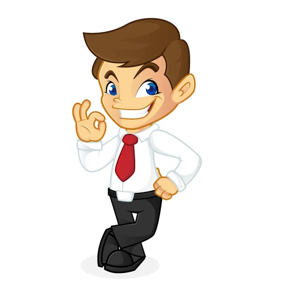 Businessman leaning and smiling — Stock Vector