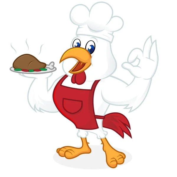 Caricatura de pollo con sombrero de chef y delantal — Archivo Imágenes Vectoriales