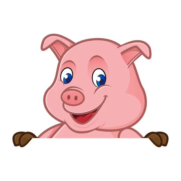 Caricatura de cerdo sosteniendo signo en blanco — Archivo Imágenes Vectoriales