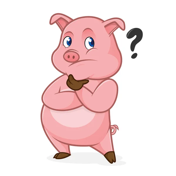 Pig cartoon thinking — Stock Vector