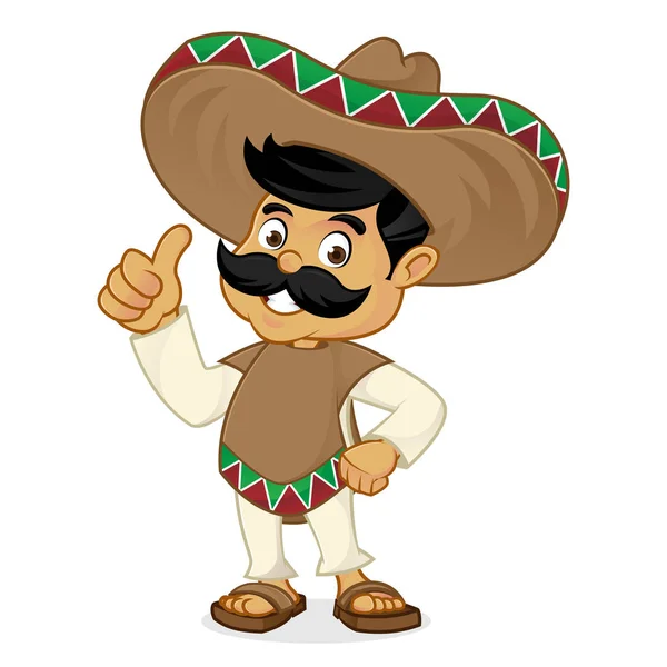 Mexican man cartoon giving thumbs up — Stock Vector