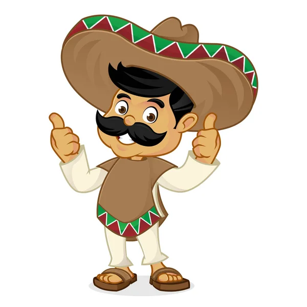 Mexican man cartoon giving thumbs up — Stock Vector