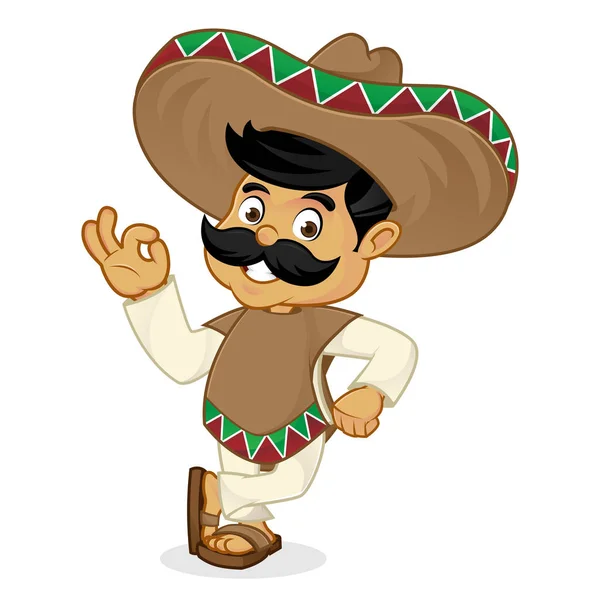 Mexican man cartoon leaning — Stock Vector