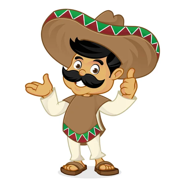 Mexican man cartoon presenting — Stock Vector