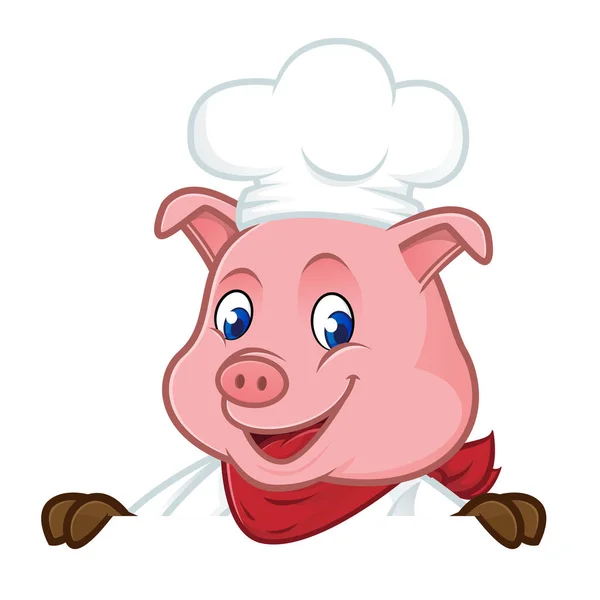 Kuchař prase kreslený maskot drží prázdný znak — Stockový vektor