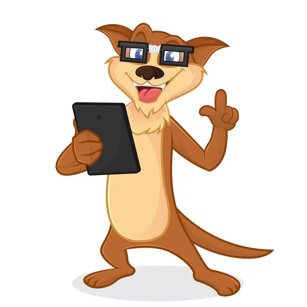 Weasel cartone animato mascotte come un nerd geek — Vettoriale Stock