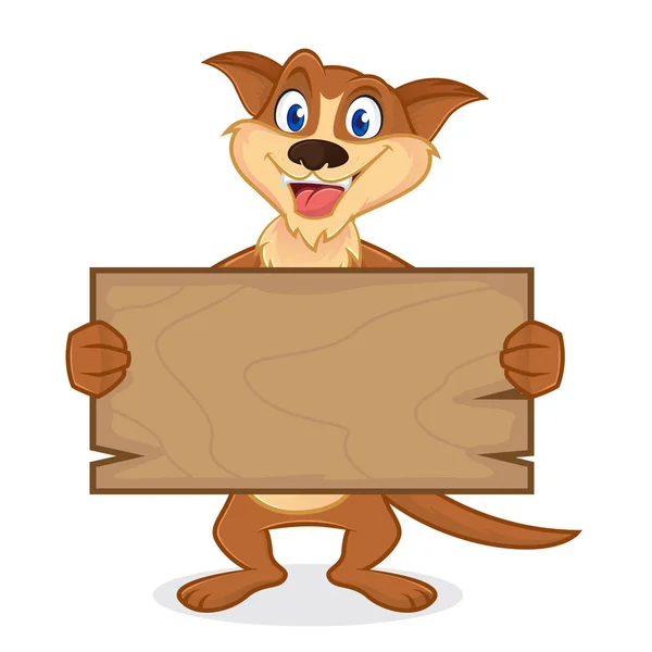 抱着木板的黄鼠狼卡通吉祥物 — 图库矢量图片
