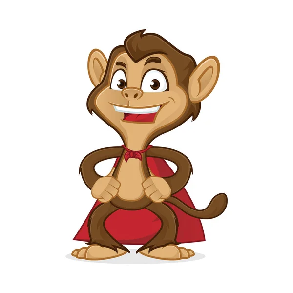 Chimpanzé mascote de desenho animado usando capa —  Vetores de Stock