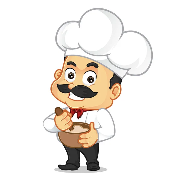 Chef Cartoon Cozinhar Isolado Fundo Branco — Vetor de Stock