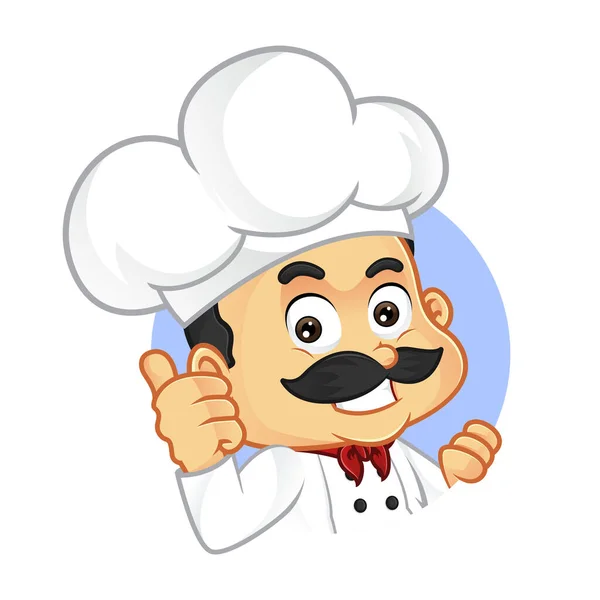 Chef Cartoon Gibt Daumen Nach Oben Isoliert Weißem Hintergrund Stockillustration