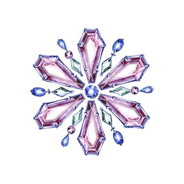 Beyaz arka plan üzerinde kar taneleri şeklinde mücevher