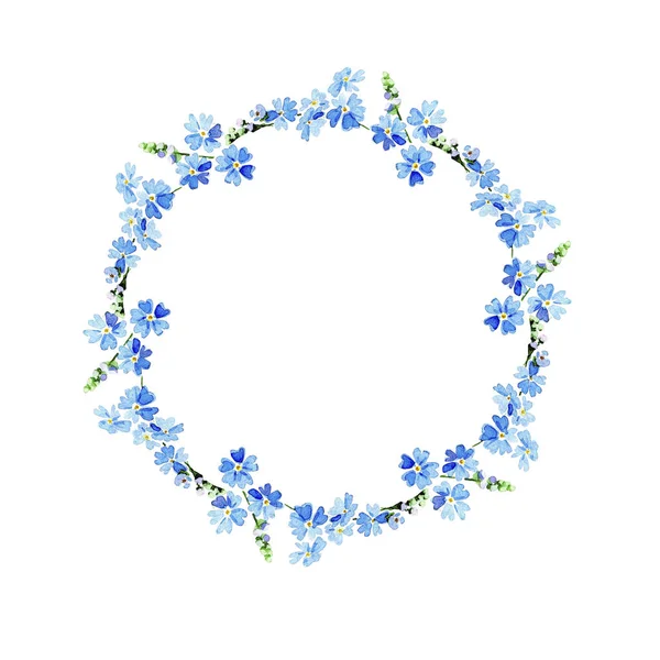 Forget-me-not aquarel Bloemenlijst — Stockfoto