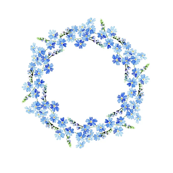 Förgätmigej akvarell blommor ram — Stockfoto